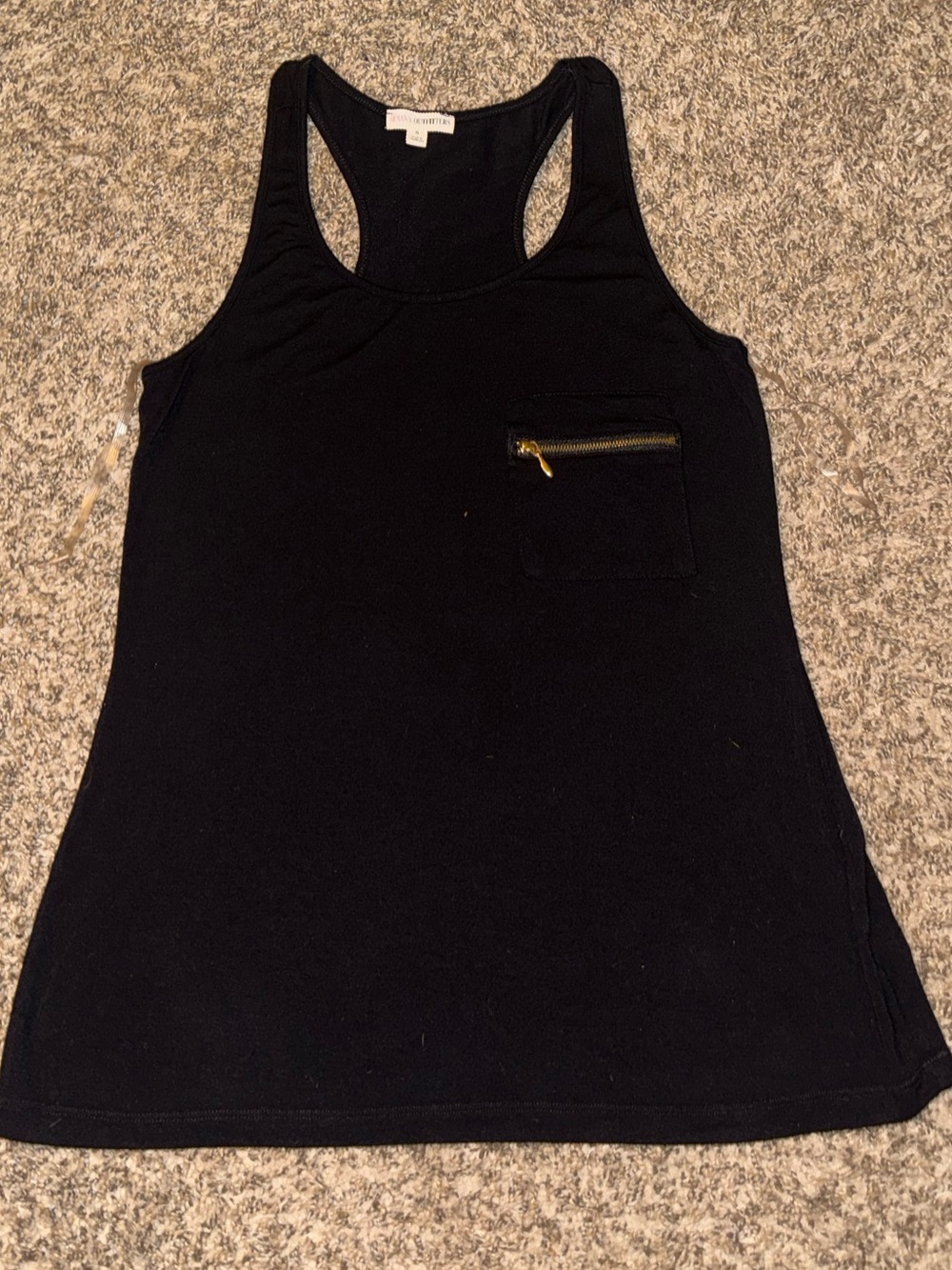 Zenana Outfitters Black Racerback Tank with Gold Zip Pocket
